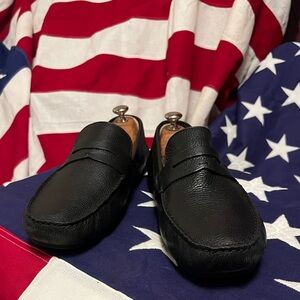 Marc Joseph Black Leather Slip-On Loafers